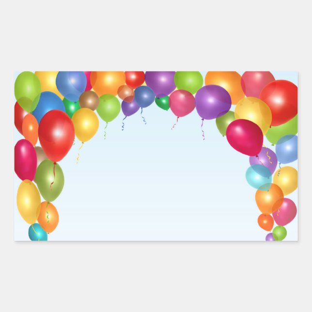 Colourful Balloon Arch Rectangular Sticker (Front)