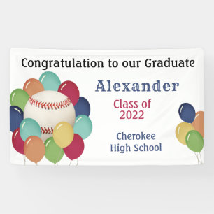 Colourful Balloon Baseball Sports Graduation Party Banner