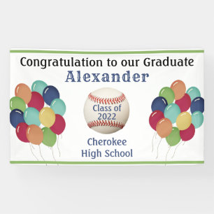 Colourful Balloon Baseball Sports Graduation Party Banner
