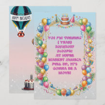 Colourful Balloon Birthday Invitation Card