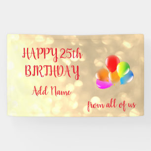 Colourful balloon design Happy 25th Birthday Banner