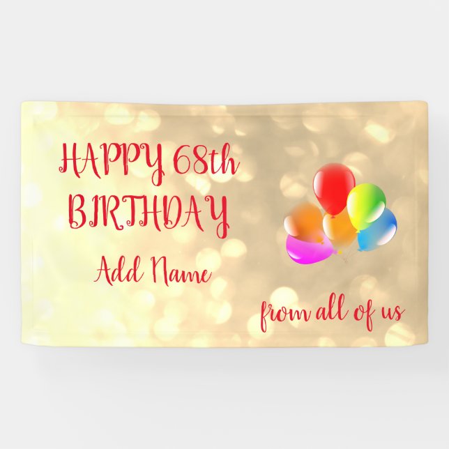 Colourful balloon design Happy 68th Birthday Banner (Horizontal)