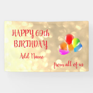 Colourful balloon design Happy 69th Birthday Banner
