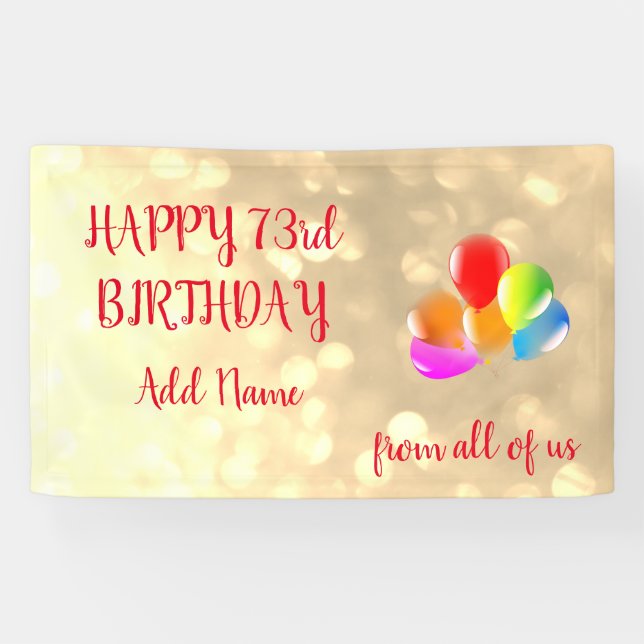 Colourful balloon design Happy 73rd Birthday Banner (Horizontal)