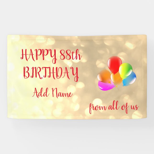 Colourful balloon design Happy 88th Birthday Banner (Horizontal)
