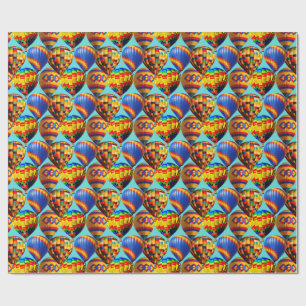 Colourful balloon festival collage wrapping paper
