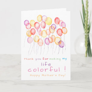 colourful balloon flying Mother's Day card