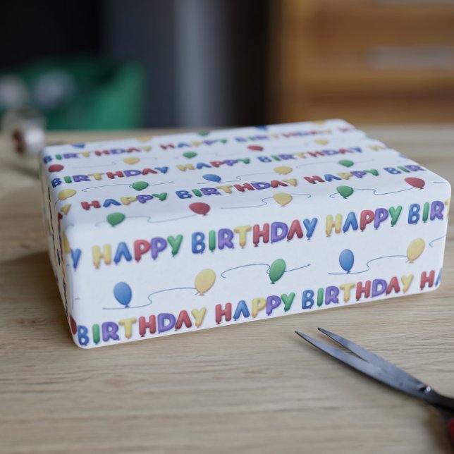 Colourful Balloon Happy Birthday Wrapping Paper (Happy Birthday Wrapping paper just for you.)