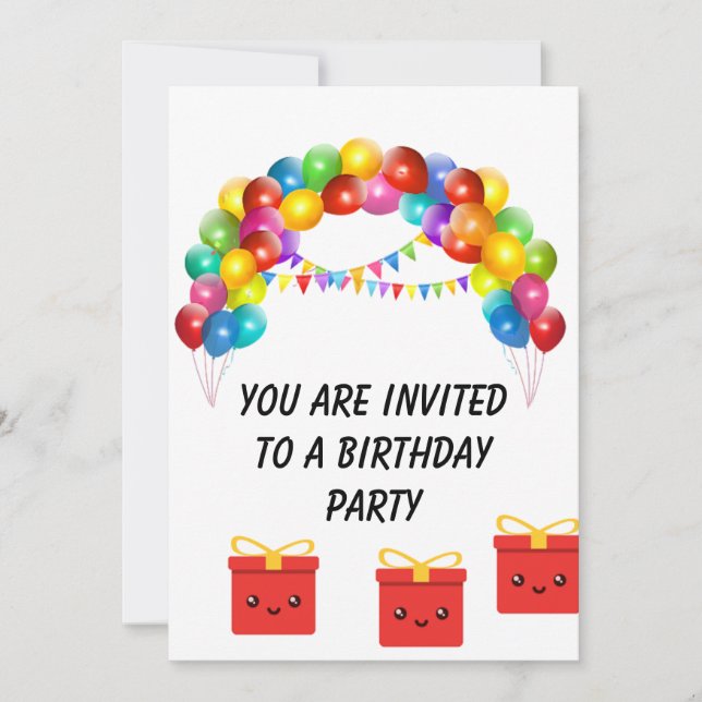 Colourful balloon  invitation (Front)