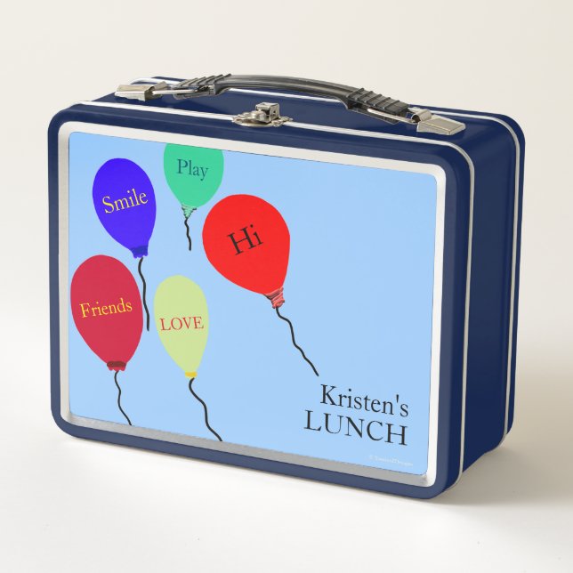 Colourful Balloon Kids Messages Metal Lunch Box (Front)