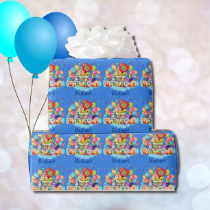 Colourful Balloons Add NAME AGE Birthday Gift Wrapping Paper