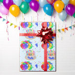 Colourful Balloons Add NAME to Cake Boy's Birthday Wrapping Paper<br><div class="desc">Made 1 roll at a time provides superior quality - add recipients name & age</div>