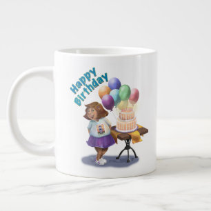 Colourful Balloons and Birthday Cake Large Coffee Mug