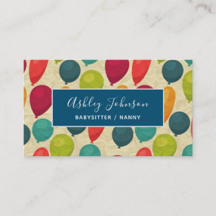 Colourful Balloons Babysitter Nanny Paper Childcar Business Card