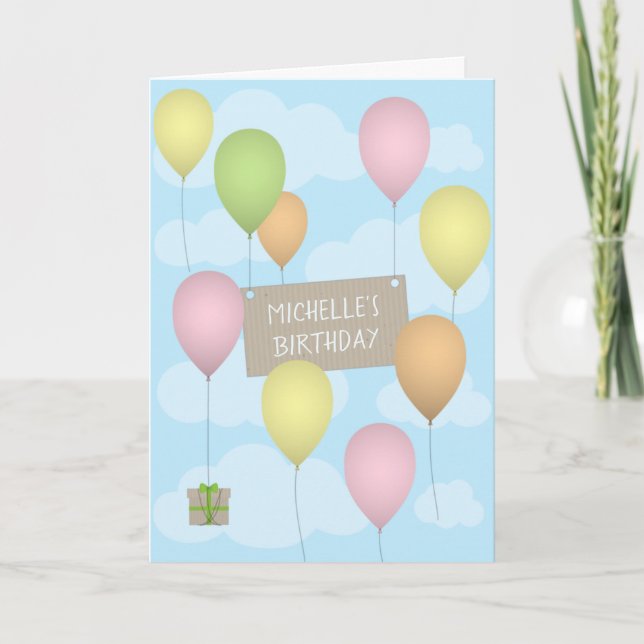 Colourful Balloons Birthday Greeting Card (Front)