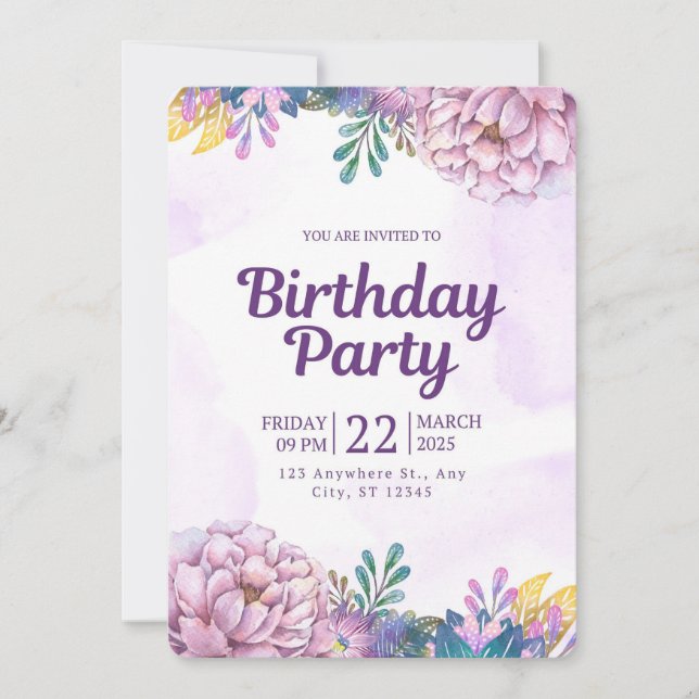 Colourful Balloons Birthday Invitation for Kids &  (Front)