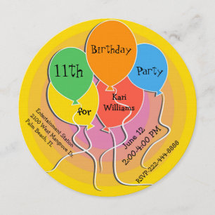 Colourful Balloons Birthday Party Invitation
