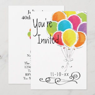Colourful Balloons Birthday Party Invitation