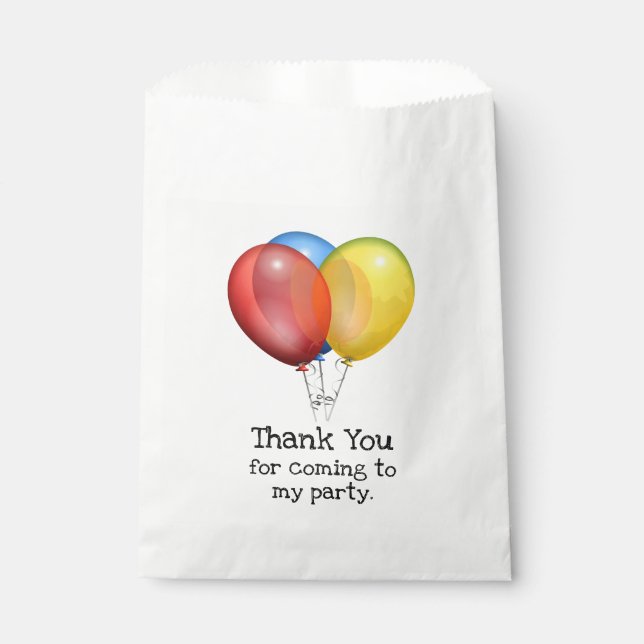 Colourful Balloons Birthday Party Thank You Favour Bags (Front)