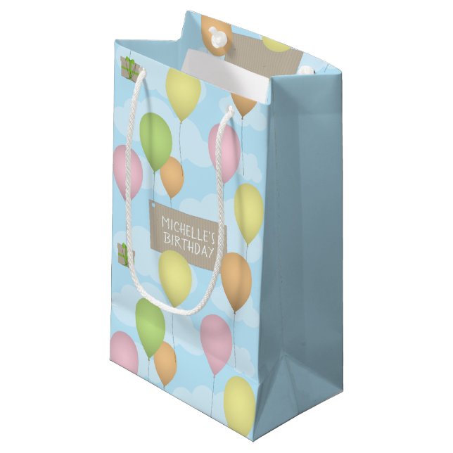 Colourful Balloons Birthday Pattern Small Gift Bag (Front Angled)