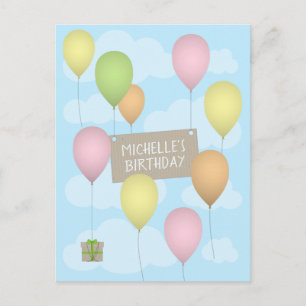 Colourful Balloons Birthday Postcard