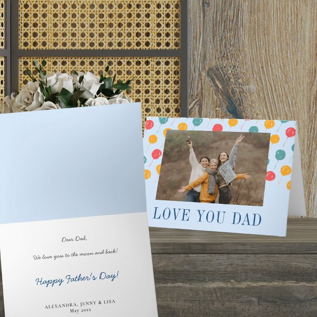 Colourful balloons blue red orange Father's Day Card (Creator Uploaded)