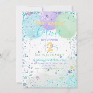 Colourful balloons boy's birthday party invitation