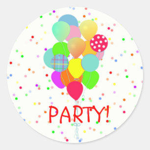 Colourful Balloons Children’s Birthday Party Classic Round Sticker