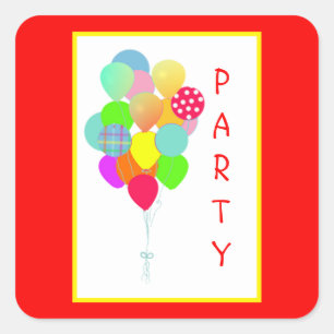 Colourful Balloons Children’s Birthday Party Square Sticker