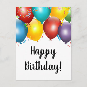 Colourful Balloons & Confetti Happy Birthday Maile Postcard