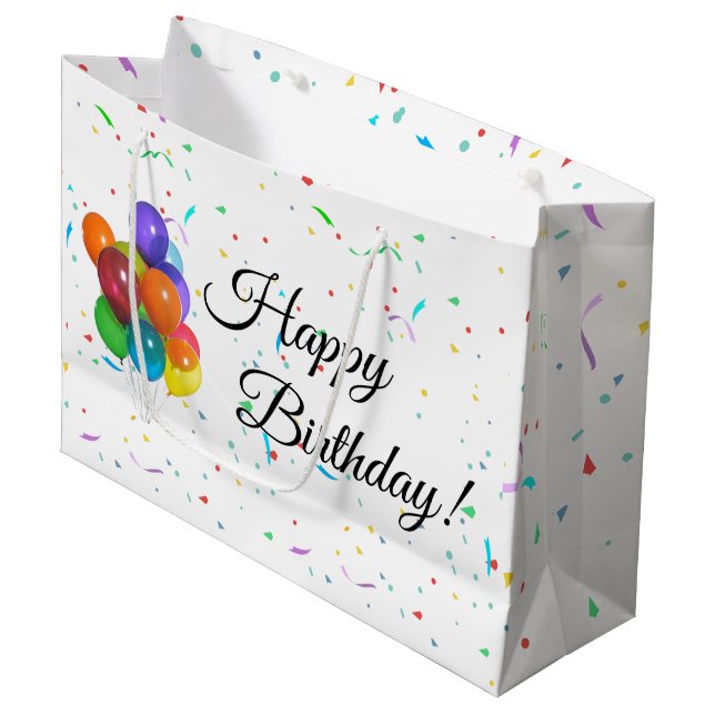 Colourful Balloons & Confetti Party Gift Bag (Front Angled)