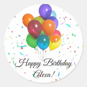 Colourful Balloons & Confetti Party Stickers Label