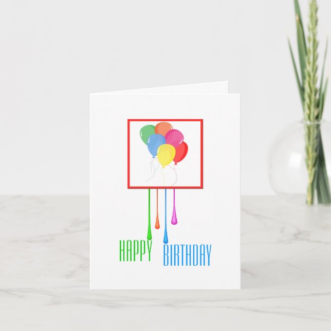 Colourful Balloons Custom Birthday Greeting Card (Front)