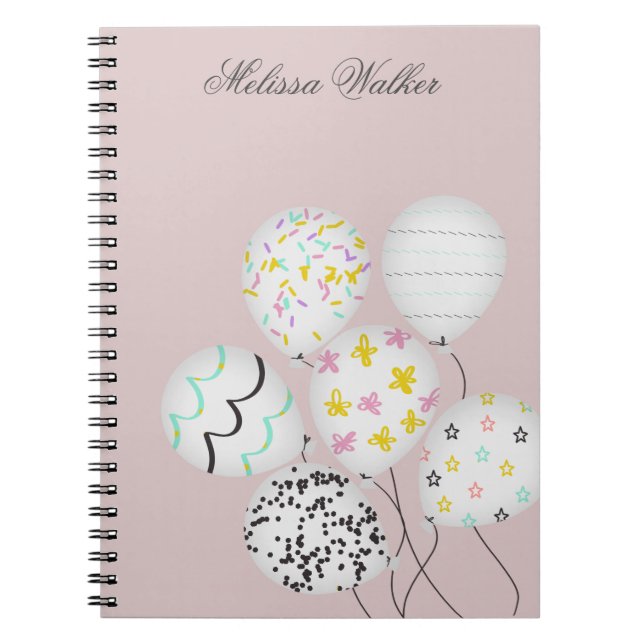 colourful balloons cute monogram notebook (Front)