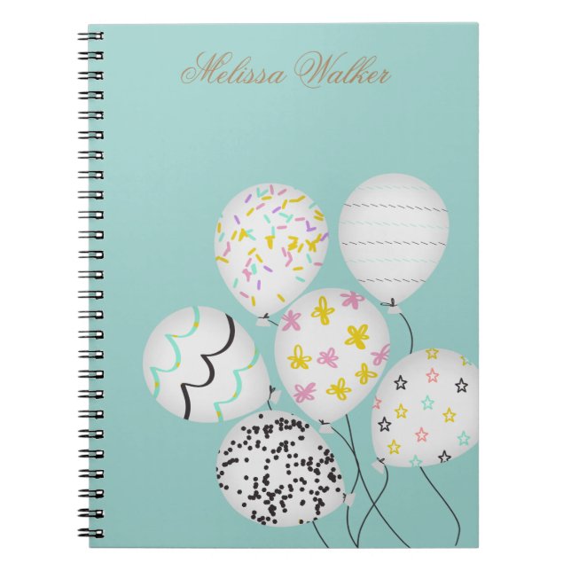 colourful balloons cute monogram notebook (Front)