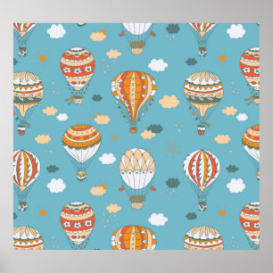 Colourful Balloons Festive Pattern Design Poster
