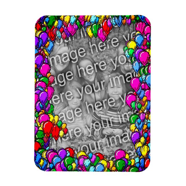 Colourful Balloons Frame Create Your Own Photo Magnet (Vertical)