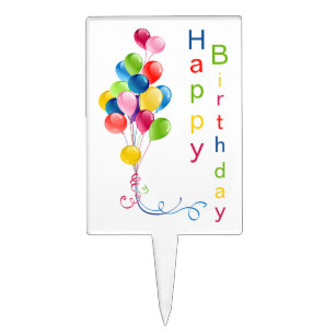 Colourful Balloons, Happy Birthday Cake Pick