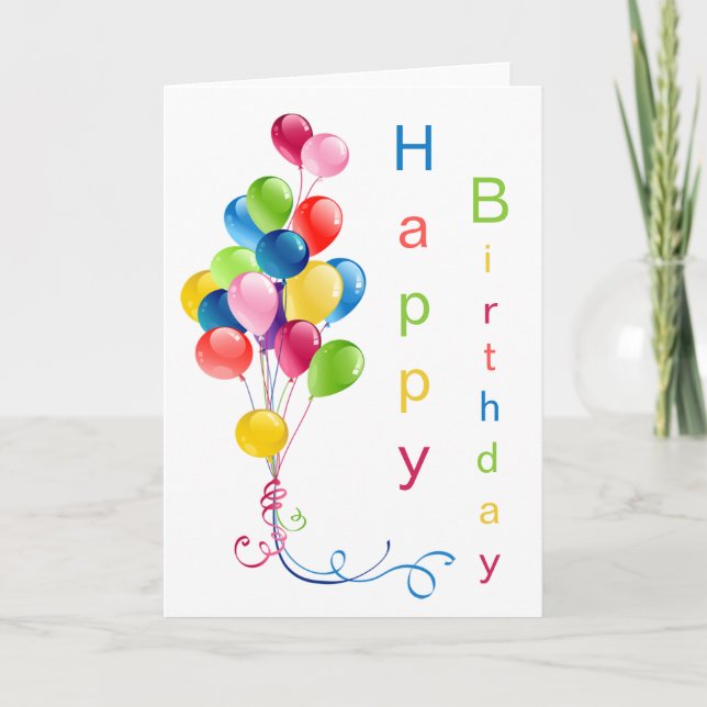Colourful Balloons, Happy Birthday Card (Front)