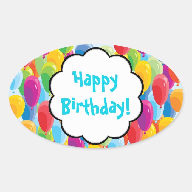 Colourful Balloons - Happy Birthday Stickers (Front)