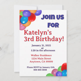 Colourful Balloons Invitation