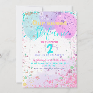 Colourful balloons kids birthday party invitation