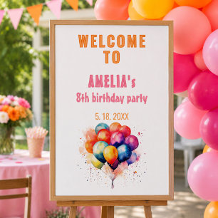Colourful Balloons Kids Birthday party Welcome Poster