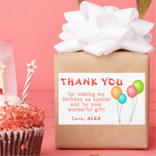 Colourful Balloons Kids Birthday Thank you Rectangular Sticker