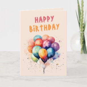 Colourful Balloons Kids Happy Birthday Card