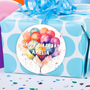 Colourful Balloons Kids Happy Birthday Classic Round Sticker