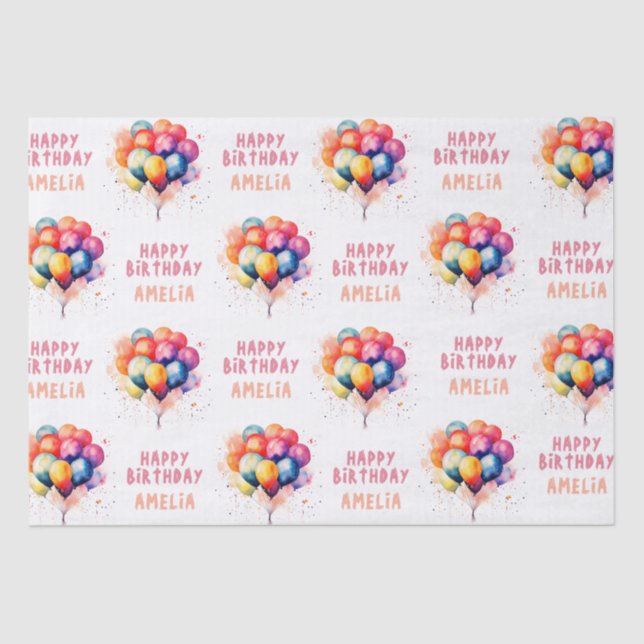 Colourful Balloons Kids Happy Birthday Gift Tissue Paper (Front)