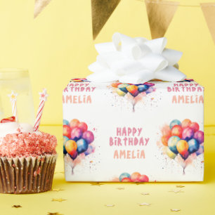 Colourful Balloons Kids Happy Birthday Gift Wrapping Paper