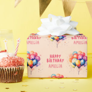 Colourful Balloons Kids Happy Birthday Gift Wrapping Paper