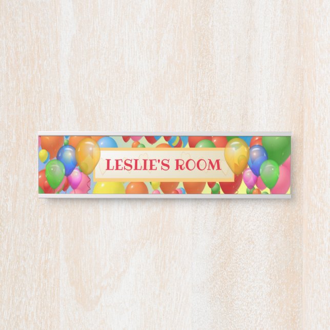 Colourful Balloons Kids Room Door Sign (Front)